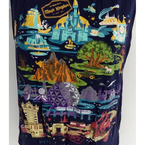 Disney Parks Tank Top World Magic Kingdom Sleeveless Stretch Shirt Size Small - Picture 2 of 9